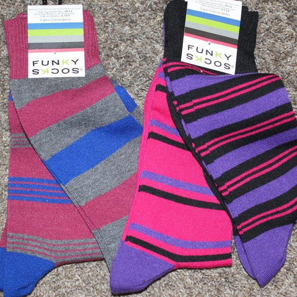 NWT Lot 2 Funky Socks stripes Multicolor 4 pair - Picture 1 of 4